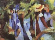 August Macke Girls Amongst Trees (mk09) oil painting picture wholesale